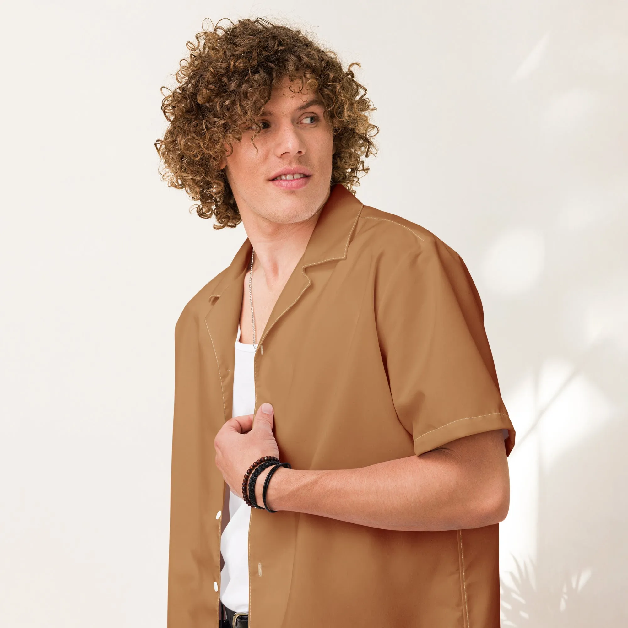 Humble Sportswear™ Men's Nude Brown Button Shirt