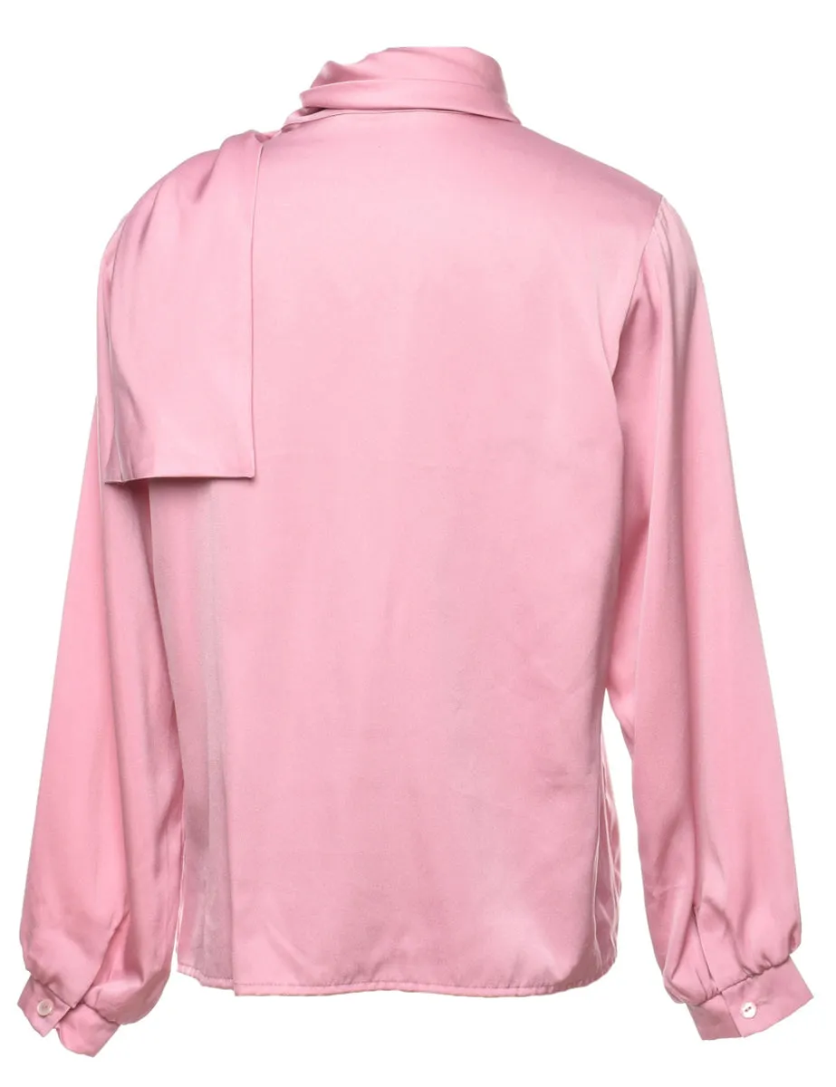 Pale Pink Ruffled Silky Blouse - L
