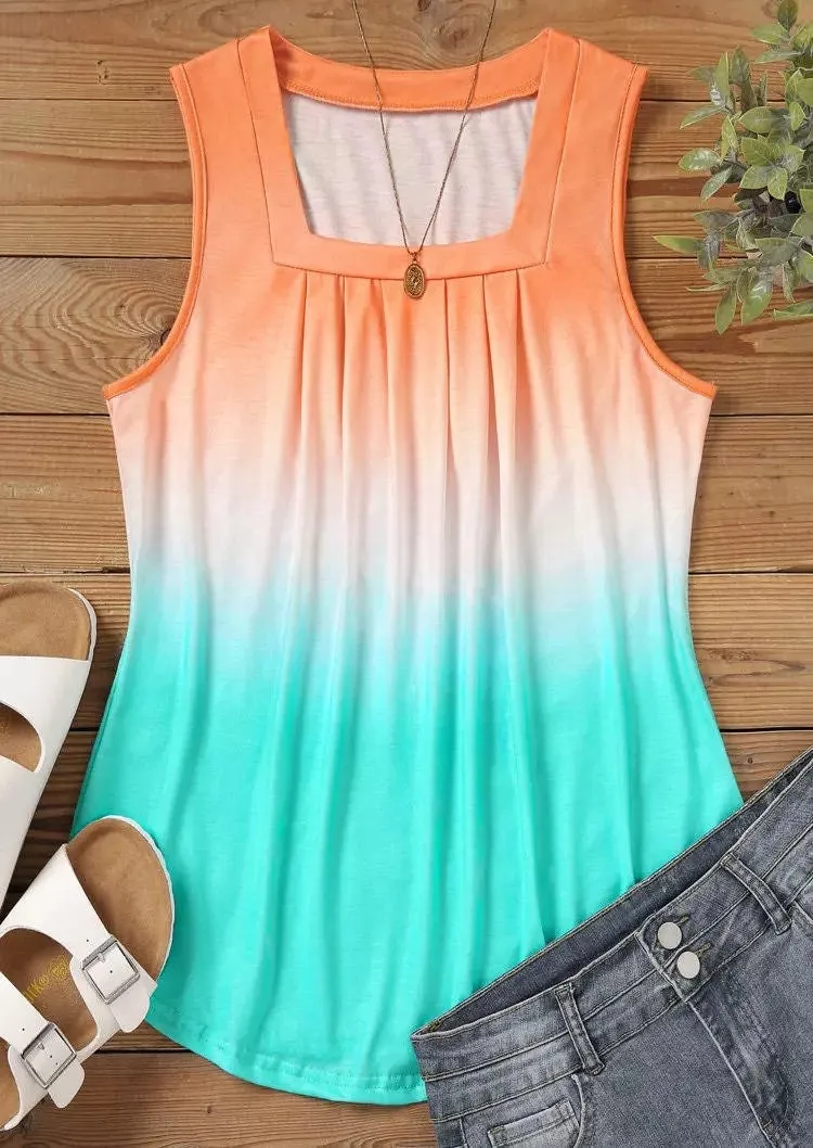 Ruffled Square Collar Tank